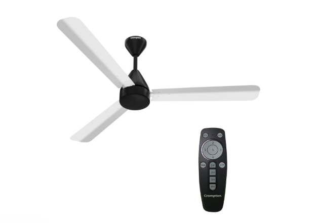 Crompton Energion Hyperjet 1200mm BLDC Ceiling Fan | Point Anywhere Remote Control | BEE 5 Star Rated Energy Efficient | Superior Air Delivery | Anti-Rust | 2 Year Manufacturer Warranty | White Black