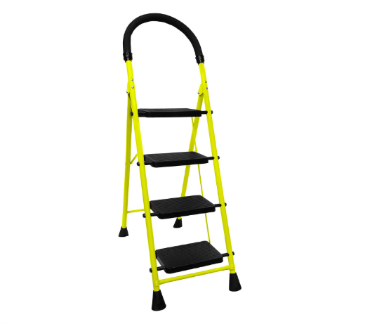 BonKaso Mild Steel Multipurpose Climb Swift 4-Step Foldable Ladder with Safety Clutch Lock